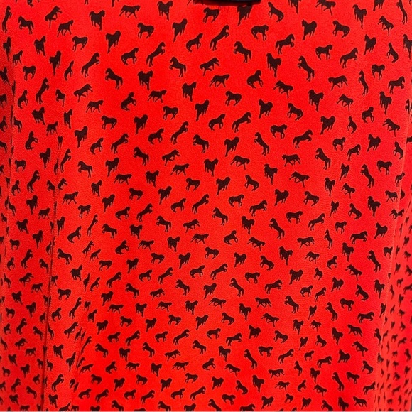 Free People Women's Sz Medium Top Blouse Red Blue Horse Equestrian Theme Boho - Picture 5 of 13